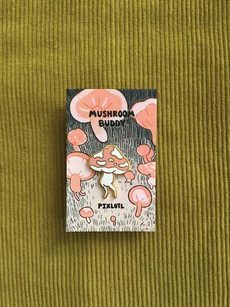 Sticker Backing Card, Enamel Pin Backing Card, Pin Backing Card Design, Pin Backing Card, Dancing Mushroom, Pins And Patches, Enamel Pin Collection, Backpack Pins, Pin Game