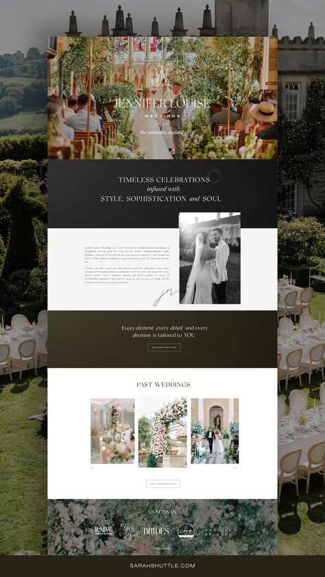 Mockup of modern website for luxury wedding planner Wedding Web Design Inspiration, Wedding Website Ideas Inspiration Web Design, Wedding Planner Portfolio, Wedding Page Design, Event Planning Website Design, Luxury Wedding Branding, Church Website Design Inspiration, Wedding Venue Branding, Wedding Venue Website