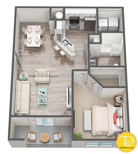 Apartment Inspiration Floor Plan, Big One Bedroom Apartment Floor Plan, Cool Sims 4 Houses Floor Plans, Kitchenette In Hallway, 1bedroom Apartment Floor Plan, One Bedroom Apartment Plans Layout, One Bedroom Loft Apartment Ideas, Floor Plans Bloxburg 1 Floor, 3d House Plans 1bedroom