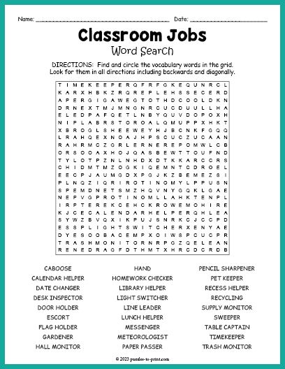 Free Printable Classroom Jobs Word Search 100 Word Search, Emoji Words, Substitute Binder, Word Search Puzzles Printables, Free Printable Word Searches, Puzzle Worksheet, Free Printable Puzzles, Study Hall, Math Activities For Kids