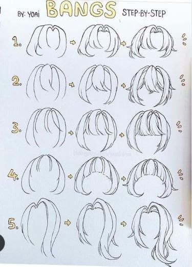 Front Facing Hair Drawing, Simple Anime Hair, How To Draw Manga Hair, Simple Hair Drawing, Anime Hair Sketch, Hair Sketch Tutorial, Hair Base Drawing, Anime Hair Reference, Easy Hair Drawings