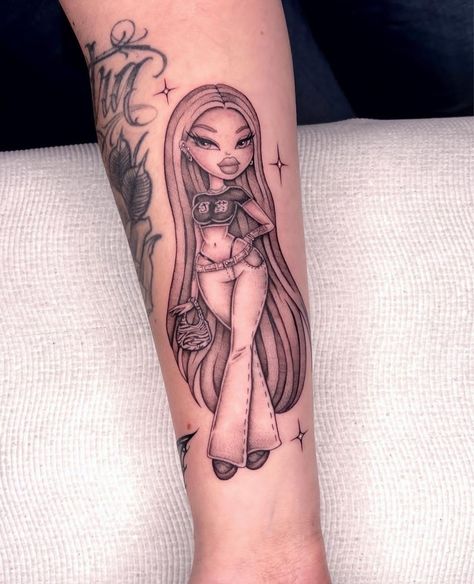 Brats Tattoo, Bratz Tattoo, Upper Shoulder Tattoo, Betty Boop Tattoos, Feminine Tattoo Sleeves, Doll Tattoo, Hello Kitty Tattoos, Tattoos For Women Flowers, Tattoos For Lovers