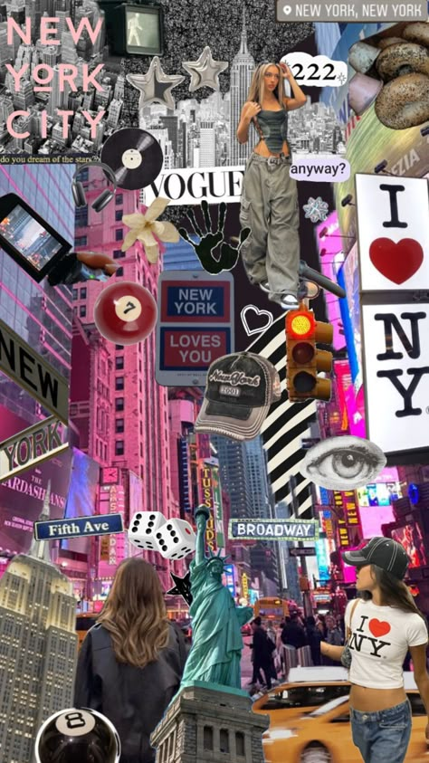 #nyc #nycaesthestic #dream #dreamcity #thatgirl #newyork #newyorkcity #newyorkaesthetic #newyorkgirl Nyc Vision Board, Nyc Vision Board Wallpaper, Aesthetic Nyc Wallpaper, Wallpaper Backgrounds Nyc, New York Collage, New York Aesthetic Collage, New York Aesthetic Wallpaper Collage, Nyc Background, Usa Landmarks