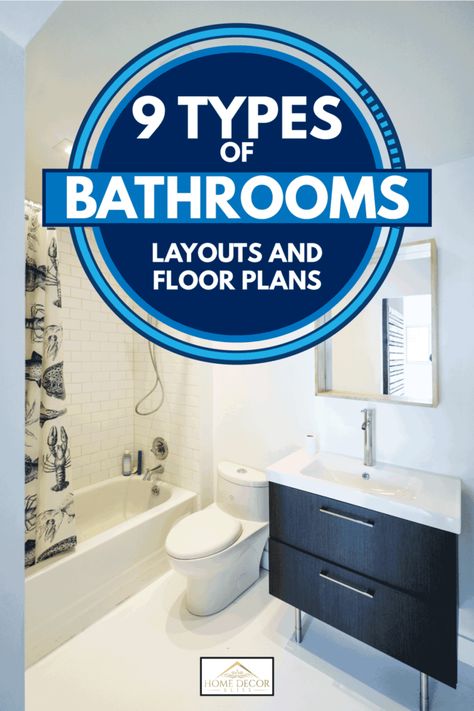 9 Types Of Bathrooms (Layouts And Floor Plans) 6ft By 6ft Bathroom Layout, Bathroom Planning Ideas, Small Bathroom Layout Ideas Floor Plans, Bathroom Planning Layout, 13x13 Bathroom Layout, Small Bathroom Floorplan Layout, Bathroom Set Up Layout, Bathroom Blueprints Layout, 7x8 Bathroom Layout Floor Plans