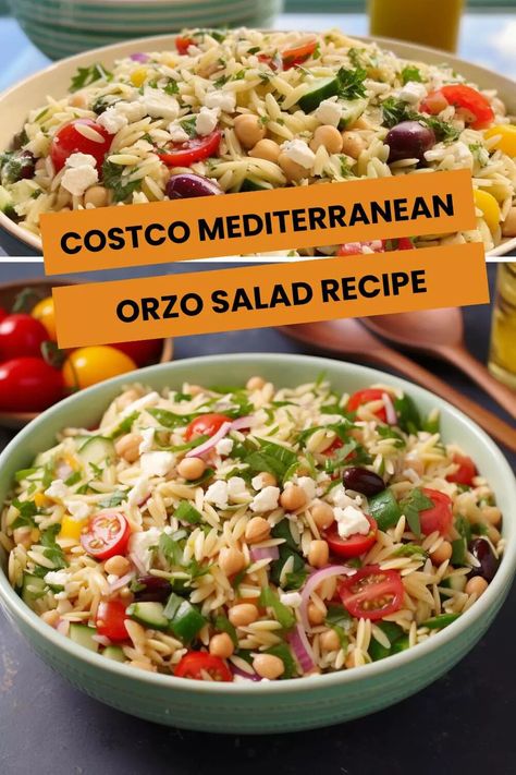 Costco Mediterranean Orzo Salad Recipe – Hungarian Chef Mediterranean Orzo Salad, Mediterranean Orzo, Greek Orzo, Greek Orzo Salad, Orzo Salad Recipes, Vegetarian Ideas, How To Cook Orzo, Orzo Pasta Salad, Orzo Salad