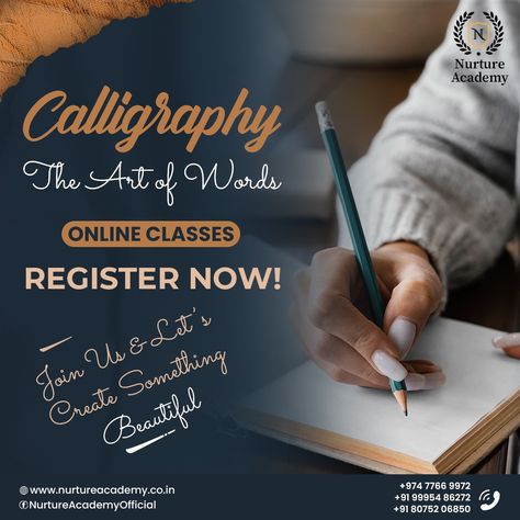 Unlock the Art of Beautiful Writing: Join Our Calligraphy Online Course Today ‼️

Get details about materials and other enquiries through our WhatsApp group ℹ️ : https://bit.ly/3BauIhO

To register, simply click on the link below and fill out the form ✍🏻:
https://bit.ly/3nGXV0K

Follow us on 🤳🏻:
https://www.instagram.com/nurture_academy/
https://www.facebook.com/NurtureAcademyOfficial
.
.

#nurtureacademy #CalligraphyCourse #OnlineLearning #WritingSkills #ArtOfWriting #HandLettering Calligraphy Course, Beautiful Writing, Improve Your Handwriting, Improve Handwriting, Learn Calligraphy, Word Online, Calligraphy Handwriting, Learn A New Skill, Gross Motor Skills