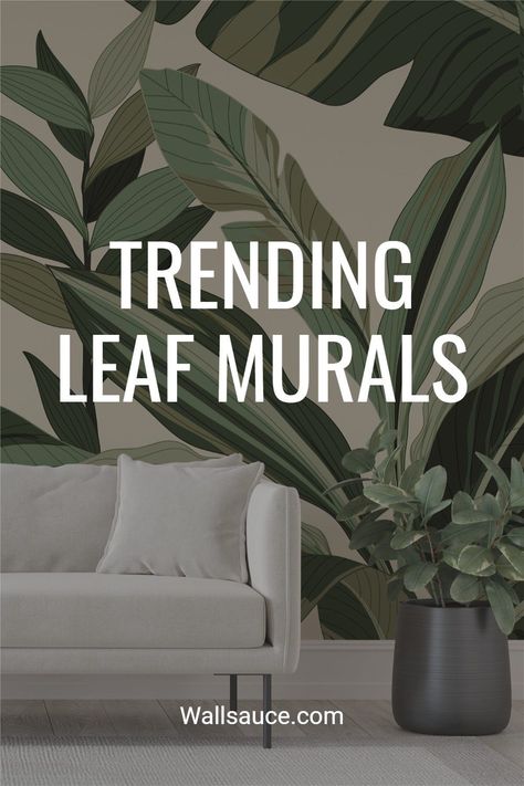 Banana Leaf Wallpaper Living Room, Banana Leaf Wallpaper Accent Wall, Banana Leaf Wall Mural, Large Leaf Wallpaper, Big Leaf Wallpaper, Tropical Wall Murals Painted, Leafy Mural, Painted Leaf Wall, Tropical Wallpaper Living Room