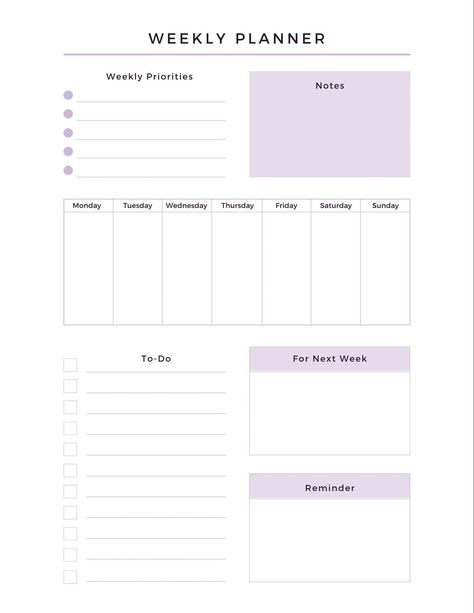 Purple Weekly Planner tidbitsdigitalplanners #productplannerprintable🔷 Aesthetic Daily Planner Template Purple, School Study Planner, Study Planner Printable Free, Study Planner Free, Uni Essentials, Romanticise Life, Simple Weekly Planner, Birthday Planner, Weekly Planner Free Printable