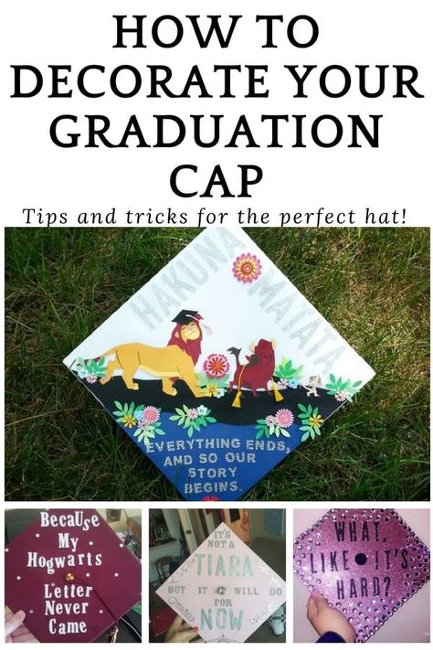 These helpful tips and tricks for decorating your graduation cap will make your cap perfect! From detailed videos to the absolute easiest way to get the perfect grad cap, we have helpful hints for it all! Cap Decorating Ideas, Disney Graduation Cap, Creative Graduation Caps, Disney Graduation, College Grad Cap Ideas, Grad Cap Decorated, Graduation Cap Decoration Diy, High School Graduation Cap, College Graduation Cap Decoration