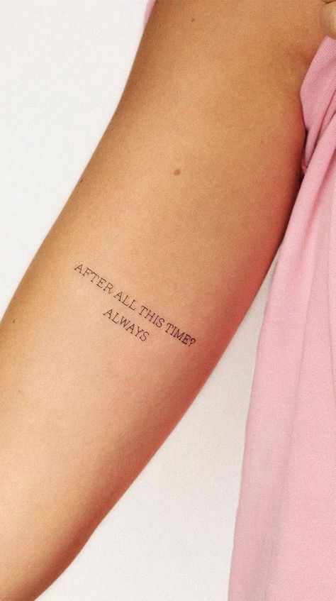 Harry Potter Minimalist Tattoo, After All This Time Always Tattoo, Wording Tattoos, To Whatever End Tattoo, Deep Meaningful Tattoos For Women, Word Tattoos On Hand, Always Harry Potter Tattoo, Deep Meaningful Tattoos, Words Tattoo