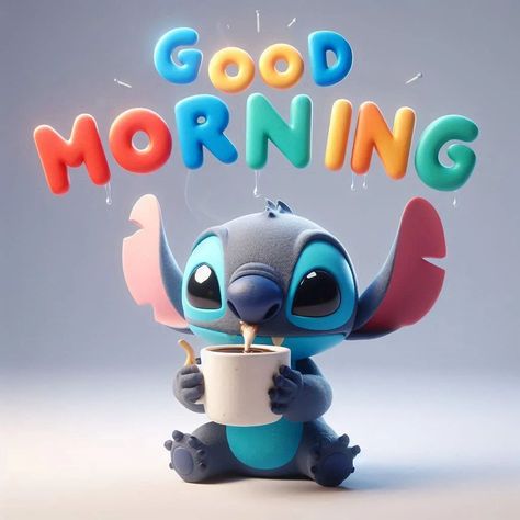 Good morning , leroy stich Morning Coffee Images, Morning Cartoon, Coffee Images, Cute Good Morning Quotes, Good Morning Photos, Cute Good Morning, Morning Greetings, Good Morning Good Night, Good Morning Greetings