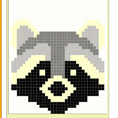 Raccoon Alpha Pattern (With Downloadable SVG File) Raccoon Pattern Crochet, Pixel Pattern Crochet, Pixel Crochet Pattern, Crochet Pixel Pattern, Crochet Pixel Grid, Graphic Crochet, Printable Crochet Patterns, Pixel Grid, Graph Crochet