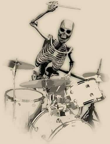 Skeleton Playing Drums, Skeleton Drummer, Drummer Tattoo, Skeleton Band, Drums Quotes, Drum Tattoo, Drum Room, Playing Drums, Drums Art