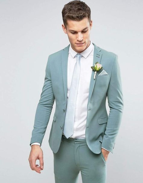 Love this skinny pastel blue suit for the groom or even grooms men. Perfect color for a spring wedding!   #wedding #weddingsuit #pastel #blue #skinny #springwedding #suit #groom #afflink Blue Wedding Suit, Best Wedding Suits, Asos Wedding, Blazer Outfits Men, Suit Pin, Mens Fashion Blazer, Indian Men Fashion, Wedding Suits Groom, Wedding Dress Men