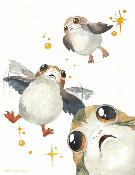 Porg Starwars, Porg Star Wars, Geeky Art, Star Wars Prints, Star Wars Drawings, Star Wars Artwork, Star Wars Fan Art, Star Wars Images, Star Wars Fandom