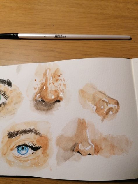 Watercolour Studies, Watercolour People, Studio Drawing, Watercolor Art Face, Watercolor Face, Oil Colour, Art Face, Beauty Art Drawings, Nose Art