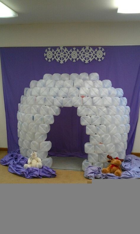 Milk Jug Igloo Igloo Diy, Arctic Decorations, Milk Jug Igloo, Operation Arctic Vbs, Arctic Vbs, Everest Vbs, Old Milk Jugs, Milk Jugs, Vbs Crafts