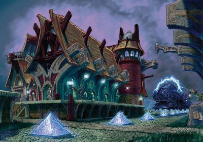 House Orien Lightning Rail Station, Eberron Eberron Sharn, Aether Punk, Punk Pixel Art, Fantasy Transport, Dnd Eberron, Eberron Art, Steampunk Environment, Dnd Campaign Ideas, Dnd Places