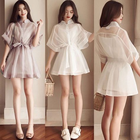 db957c626a8cd7a27231adfbf51e20ebdesc52730302ri Short Tunic, Korean Fashion Dress, Korean Girl Fashion, Korean Dress, Fashion Dresses Casual, Girls Fashion Clothes, Casual Summer Dresses, Fashion Mode, Looks Vintage