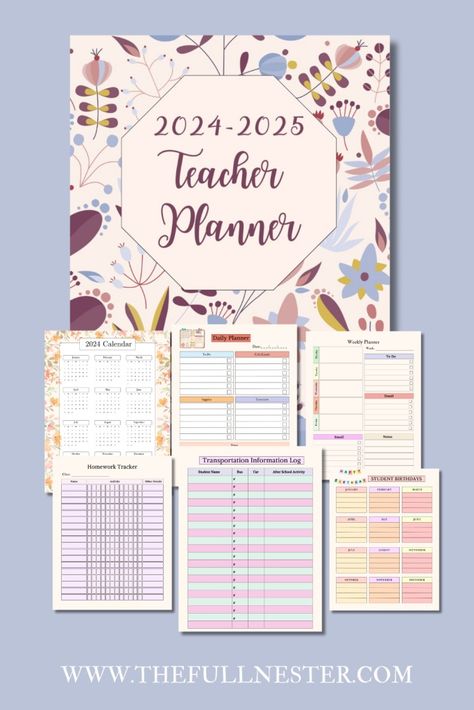 Teacher Planner - The Full Nester Homework Tracker, Freshman Dorm, Calendar Notes, Student Birthdays, Holiday Dates, Adventure Gifts, Packing Checklist, Holiday List, School Planner