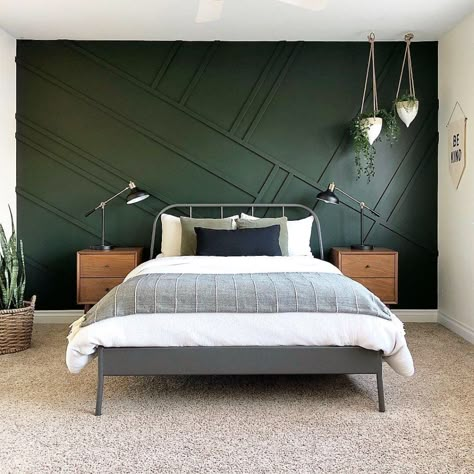 best dark green paint colors to use in your home | dark and moody | best green paint colors Green Accent Walls, Moody Bedroom, Green Paint Colors, Accent Wall Bedroom, Bedroom Renovation, Bedroom Paint Colors, Green Rooms, Bedroom Paint, Bedroom Green