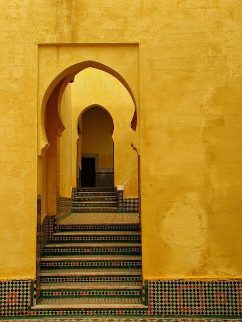 Morocco. Yellow Wall, Yellow Aesthetic, Beautiful Doors, Islamic Architecture, Color Stories, Mellow Yellow, Shades Of Yellow, Architectural Elements, Islamic Art