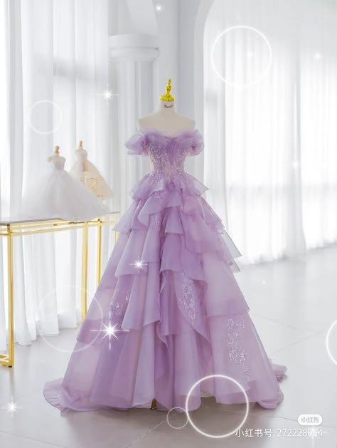 Pretty Purple Dresses Casual, Amazing Dresses Gowns, Debut Dresses Filipino Purple, Princess Gowns Aesthetic, Rapunzel Prom Dress, Princess Gown Royalty, Fairytale Dress Princesses Ball Gowns, Purple Princess Dress, Purple Ball Gown