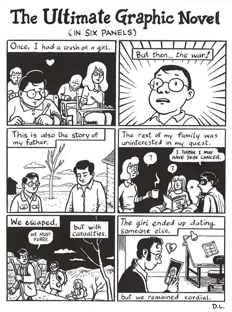 The Ultimate Graphic Novel in 6 panels by David Lasky Doodle Fiction, Comic School, Grafic Novel, Autobiographical Comics, Storyboard Ideas, Comic Design, Comic Book Layout, Storyboard Illustration, Novel Ideas