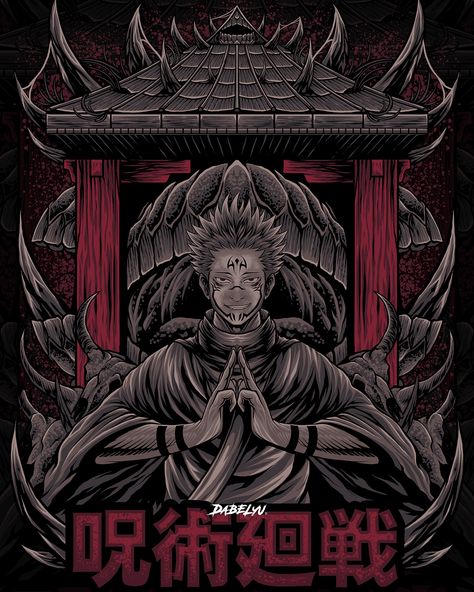 Sukuna T Shirt Design, Jujutsu Kaisen T Shirt Design, Sukuna Illustration, Jujutsu Kaisen Illustration, Sukuna Design, Jujutsu Kaisen Design, Streetwear T Shirt Design, Jujutsu Kaisen Wallpaper, Design For Tshirt