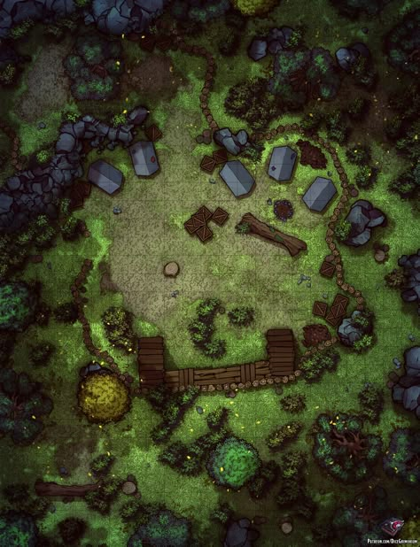 Fantasy Bandit Camp, Bandit Camp, Dnd Bandit Camp Map, Dnd Bandit Camp, Forest Camp Battlemap, Camp Battlemap, Goblin Camp Battlemap, Bandit Camp Battlemap, Forest Battlemap