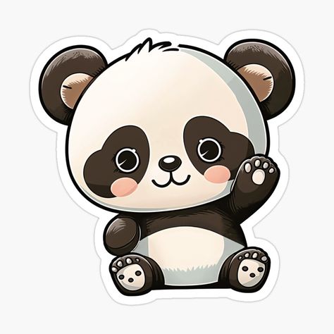 Get my art printed on awesome products. Support me at Redbubble #RBandME: https://www.redbubble.com/i/sticker/Chibi-kawaii-cute-baby-panda-sticker-by-Zoiden/142598440.EJUG5?asc=u Cute Panda Stickers, Wallpaper Panda, Chibi Panda, Cute Panda Drawing, Disney Silhouette Art, Panda Stickers, Cute Panda Cartoon, Panda Cartoon, Panda Drawing