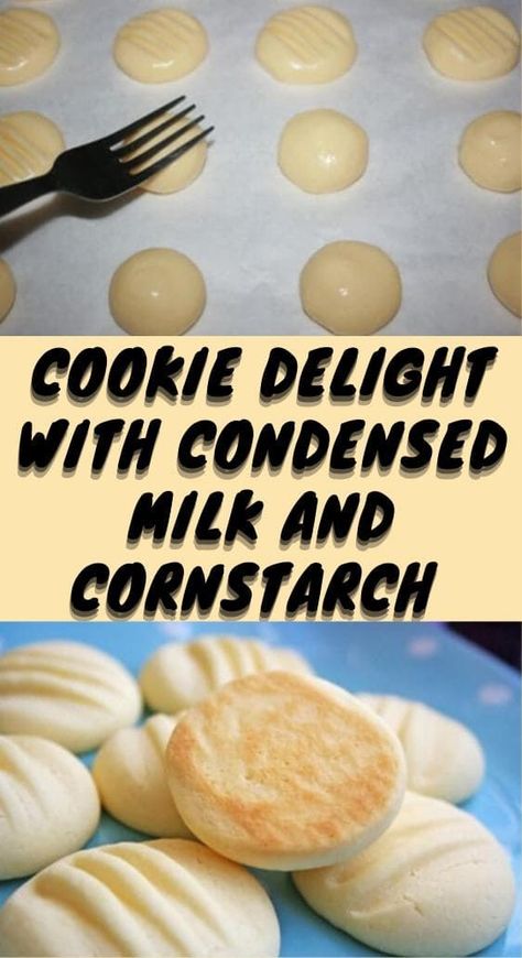 This cookie recipe doesn't require eggs or flour, and even a child can handle it. If guests are about to arrive, this recipe will be your lifesaver, as it's prepared quite quickly. The cookies turn out incredibly tender, crumbly, and most importantly, delicious. Gluten Free Condensed Milk Recipes, Condensed Milk Corn Starch Cookies, Sweetened Condensed Milk Candy Recipes, Condensed Milk Recipes Cookies, Cornstarch And Condensed Milk Cookies, Cookies Made With Sweeten Condensed Milk, Dessert Recipes Using Evaporated Milk, Quick Condensed Milk Desserts, Sweetened Condensed Milk Uses