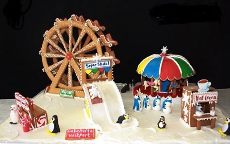 Gingerbread Carnival, Gingerbread Architecture, Gingerbread Contest, Gingerbread Inspiration, Homemade Gingerbread House, Gingerbread Creations, Ginger Bread House Diy, Gingerbread Train, Cool Gingerbread Houses