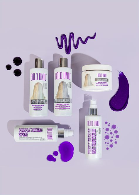 Formulated to hydrate, tone, and perfect blonde, silver or highlighted hair 💜 Bold Uniq Purple Range 😍 🧪 Sulfate + Paraben-Free 🐇 Vegan + Cruelty-Free Blonde Silver, Blonde Platinum, Purple Shampoo And Conditioner, Highlighted Hair, Shampoo And Conditioner Set, Perfect Blonde, Hair Silky, Toning Shampoo, Silver Grey Hair