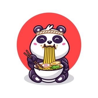 Catalyststuff | Freepik Noodles Cartoon, Bear Eating, Eating Noodles, Panda Eating, Eating Ramen, Ramen Noodle, Cute Panda, Premium Vector, Ramen