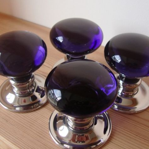 Purple People, People Eater, Door Knobs And Knockers, Purple Kitchen, Purple Door, Odd Stuff, Glass Door Knobs, Cobalt Glass, Cool Doors