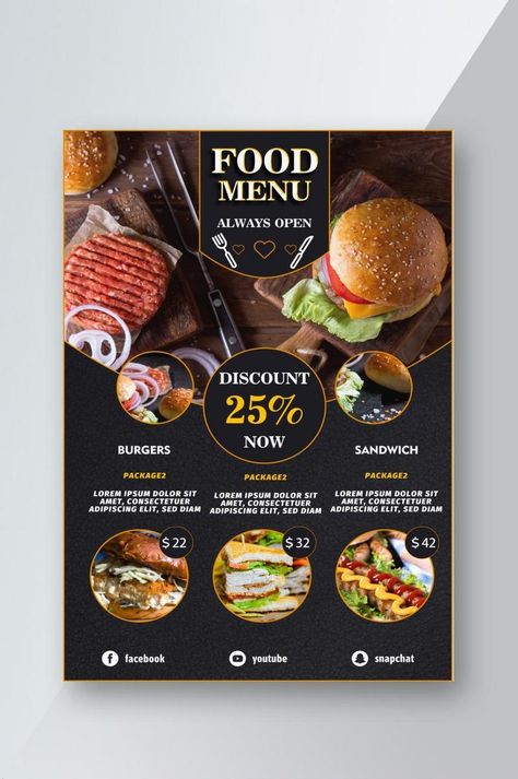 Steak Menu, Gourmet Christmas, Chicken Menu, Promotion Poster, Poster Psd Free Download, Poster Psd, Western Food, Burgers Sandwiches, Food Poster