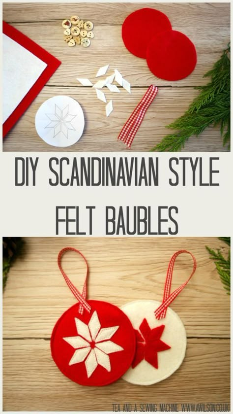 Scandi Ornaments Diy, Swedish Christmas Decorations Diy, Danish Christmas Ornaments, Denmark Christmas Decorations, Danish Christmas Crafts, Scandinavian Felt Christmas Ornaments, Scandi Christmas Decorations Diy, Scandinavian Christmas Crafts, Sewing Christmas Tree