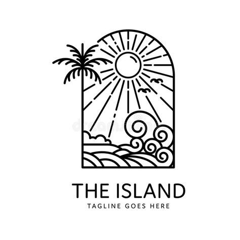 Beach Hotel Logo, Pool Logos, Island Logo Design, Bbc Logo, Resort Branding, Island Palm Trees, Oasis Logo, Tropical Logo, Tennis Logo