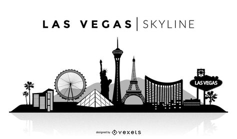 Las Vegas skyline silhouette design. You can see the most important buildings, it's isolated and it also says Las Vegas Skyline over the silhouette. Las Vegas Skyline Silhouette, Las Vegas Skyline Tattoo, Vegas Skyline Tattoo, Gambler Tattoo, Ruby Tattoo, Building Tattoo, Las Vegas Skyline, Skyline Tattoo, Skyline Drawing