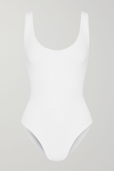 Suki Waterhouse, Rihanna and Adwoa Aboah are all fans of Hunza G's coveted '80s-inspired designs. Made from the brand's sculpting seersucker, this swimsuit has a low scoop back and high-cut legs for an elongating effect. The optic white hue complements sun-kissed skin so beautifully.  Wear it with: [Illesteva Sunglasses id1125426], [Jennifer Fisher Earrings id1064415], [Alighieri Necklace id985619], [Alighieri Necklace id1087339]. Swimming Suit One Piece, Illesteva Sunglasses, Adwoa Aboah, Hunza G, Suki Waterhouse, Swimming Suit, Cute Bathing Suits, Jennifer Fisher, White Swimsuit