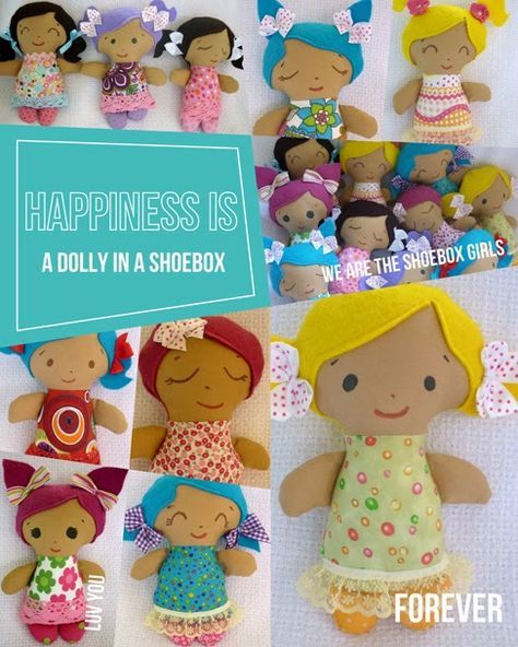 Christmas Child Shoebox Ideas, Christmas Shoebox, Operation Christmas Child Boxes, Operation Christmas Child Shoebox, Dolls And Daydreams, Baby Mobil, Christmas Child, Rag Doll Pattern, Operation Christmas