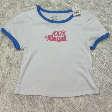 Y2k Baby Tee 100% Angel Graphic Crop Top Y2k Baby Tee Outfit, Baby Tees Outfit, Shopping Vibes, Baby Tees 90s, Shein Codes, Angel Graphic, Pink Floyd Graphic, Adidas Floral, Y2k Fits