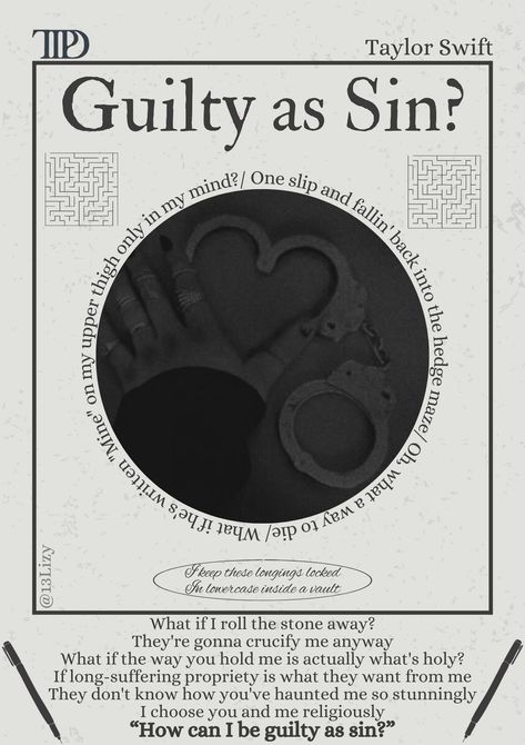 Guilty as Sin?- Taylor swift- TTPD- the tortured poets department- poster- music poster - room poster Ttpd Poster Aesthetic, Taylor Swift Guilty As Sin, Guilty As Sin Taylor Swift Wallpaper, Guilty As Sin Lyrics, Guilty As Sin Aesthetic, The Tortured Poets Department Poster, Guilty As Sin Taylor Swift, Guilty As Sin, Taylor Swift Ttpd