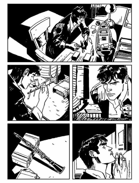 Interesting Comic Panels, Comic Panel Composition, Black And White Comic Strip, Comic Book Inking Practice, Comic Book Action Panels, Graphic Novel Art Black And White, Dylan Dog, Storyboard Drawing, Storyboard Illustration