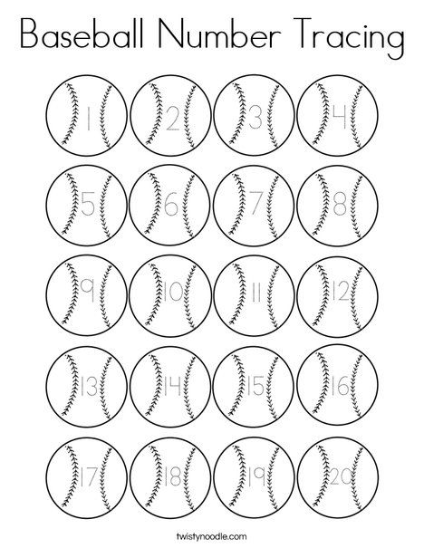 Baseball Number Tracing Coloring Page - Twisty Noodle Sport Themed Math Activities, Baseball Math Activities Preschool, Baseball Preschool Craft, Baseball Theme Preschool Activities, Sports Writing Activities Preschool, Baseball Art Preschool, Sports Week Activities, Preschool Baseball Activities, Sports For Preschoolers Activities