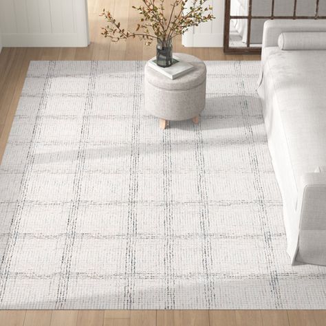 Sand & Stable Eden Plaid Handmade Tufted Cotton/Wool Ivory/Gray Area Rug & Reviews | Wayfair White Rug Nursery, Nursery Rugs Boy, Plaid Area Rug, Plaid Rug, Area Room Rugs, Gray Area Rug, Nursery Rugs, Ivory Rug, Cotton Wool