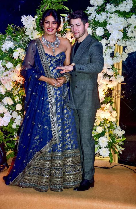 See All of Priyanka Chopra's Wedding Outfits | Who What Wear Priyanka Chopra Wedding Dress, Priyanka Chopra Wedding, Red Wedding Gowns, Mumbai Wedding, Long Kurti Designs, Blue Wedding Dresses, Amazing Images, Engagement Dresses, Nick Jonas