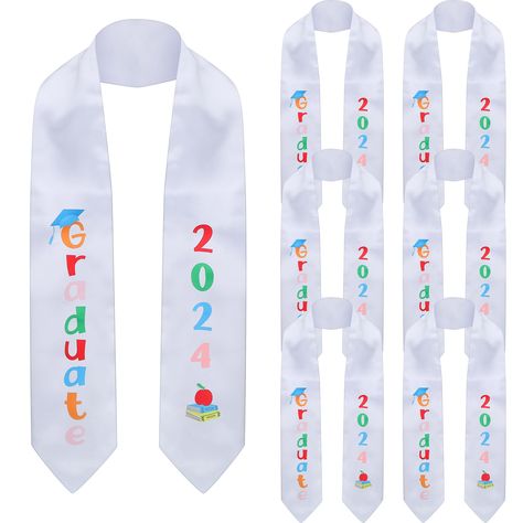 PRICES MAY VARY. Enough Quantity and Proper Size: you will receive 6 pieces of white graduation stoles, enough to meet your kids' use and replacement needs; And each measures approx. 125 x 10 cm/ 50 x 4 inches, suitable for most boys and girls; Please note the size carefully before ordering Delicate Design: the 2024 kindergarten stoles are printed with the words [2024] and [GRADUATE], which are vivid and attractive; And there are also some graduation elements, such as bachelor's caps and books, Preschool Graduation Gifts, 5th Grade Graduation, Graduation Stoles, Graduation Sash, Happy Birthday Text, Graduation Stole, Birthday Text, Preschool Graduation, Kindergarten Graduation