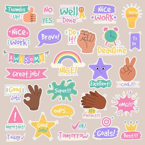 Groovy Stickers, Stickers For Teachers, Motivation For Kids, Work Stickers, Kids Schedule, Kids Planner, Stickers Design, Reward Stickers, Teacher Stickers